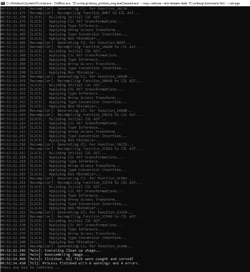 OldRod completed with warnings and errors