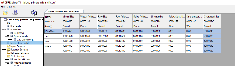 MD fixed PE sections